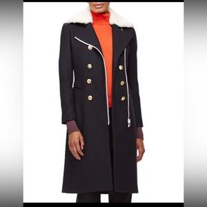 RAG & BONE Sullivan Shearling Collar Double Breasted Wool Coat Zip Jacket *SZ 8